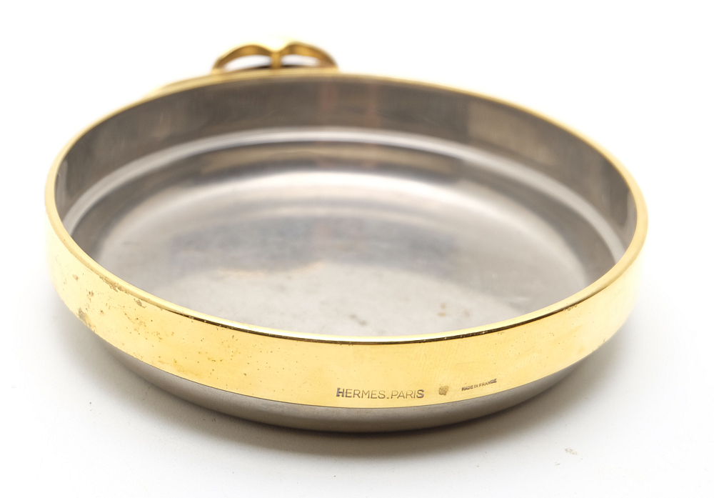 ​Hermes Set Solid Silver Lighter and Metal Gold Plated Ashtray 1960s - 6