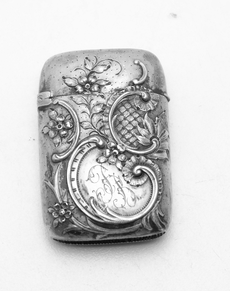 Solid Silver Antique French Matchbox Case Rare! - 1