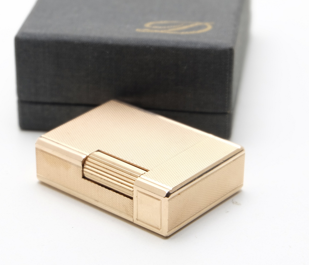 ​Dupont Line 1 Gas Lighter 20mk Gold Plated Works good! With box! Fully Serviced! - 2