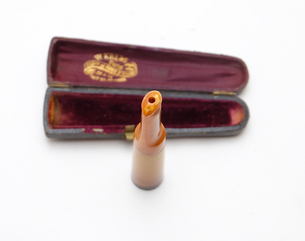 ​Antique Beautiful French Meerschaum amber W.Krebs mouthpiece cigar holder - 8